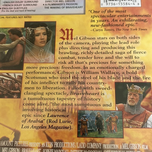 🎬PRICING🎬 Braveheart DVD with Mel Gibson - Widescreen Edition - Picture 4 of 7